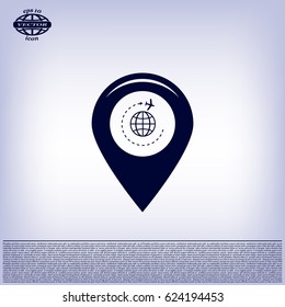 Map pointer with air plane icon.map pointer.vector illustration