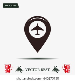 Map pointer with air plane icon.map pointer.vector illustration