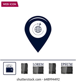 Map pointer with air plane icon.map pointer.vector illustration