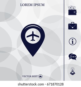 Map pointer with air plane icon.map pointer.vector illustration