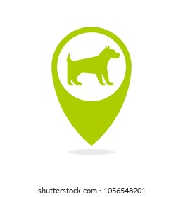 Map pointer. Animal tracking icon. Vector image isolated on white background