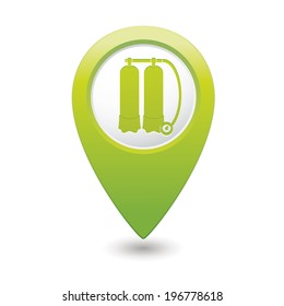 Map pointer with aqualung icon. Vector illustration