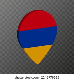 Map pointer with Armenia flag. Vector illustration.