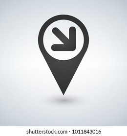 Map pointer with an arrow vector icon