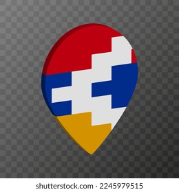 Map pointer with Artsakh flag. Vector illustration.