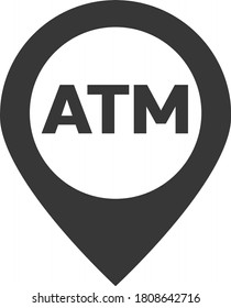 Map pointer. Atm pin Map marker with ATM cashpoint bank icon, map pin, GPS location symbol, vector illustration. Automated Teller Machine Cash withdraw. Map element. Pinpoint special locations.