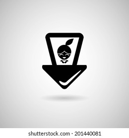 Map pointer with baby icon. Vector illustration