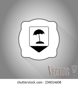Map pointer with beach icon . Flat design style. Made in vector illustration