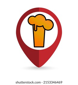 Map pointer with beer sign. Vector illustration.