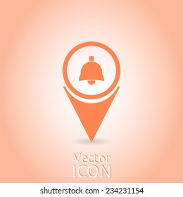 Map pointer with bell icon. Made in vector
