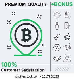 Map pointer with bitcoin sign icon graphic elements for your work