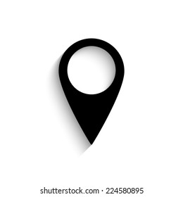 Map pointer  - black vector icon with shadow