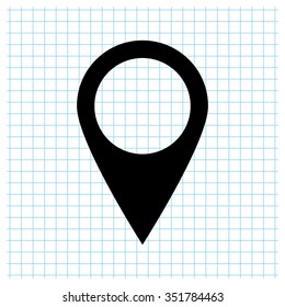 Map pointer - black vector icon