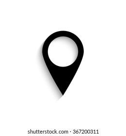 Map pointer - black vector  icon with shadow