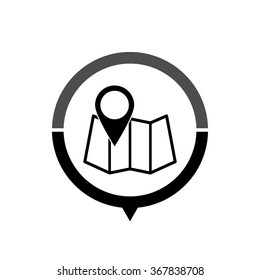 map pointer - black vector icon; map pointer;  message bubble