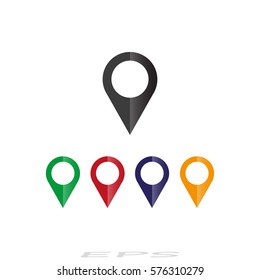 Map pointer - black vector icon