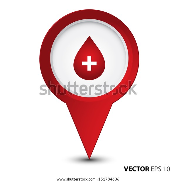 Map Pointer Blood Drop Cross Sign Stock Vector (Royalty Free) 151784606 ...