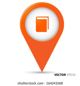 Map pointer with book icon