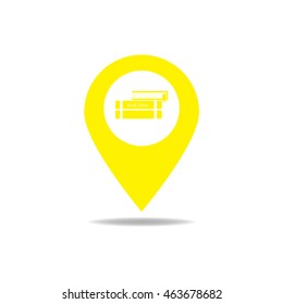 Map pointer with book icon
