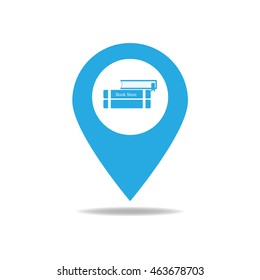 Map pointer with book icon