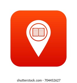 Map pointer with book icon digital red for any design isolated on white vector illustration