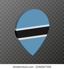 Map pointer with Botswana flag. Vector illustration.