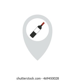 map pointer. bottle of wine icon. vector illustration