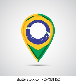 Map pointer with Brazil flag - Vector