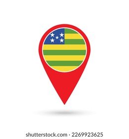 Puntero de mapa con Goias, estado de Brasil. Ilustración vectorial.