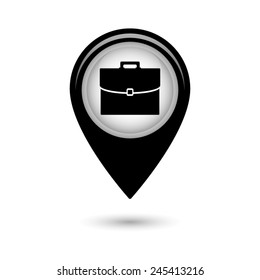 Map pointer with briefcase icon