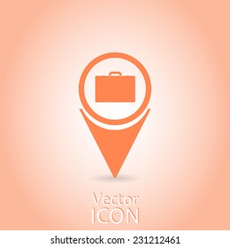 Map pointer with briefcase icon. Flat design style. Made in vector