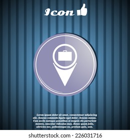 Map pointer with briefcase icon. Made in vector