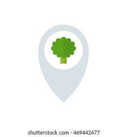 map pointer. broccoli icon. vector illustration