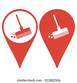 Map pointer. Broom vector icon Flat design style eps 10