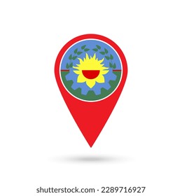 Map pointer with Buenos Aires Flag. Vector illustration.