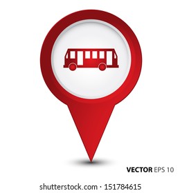 Map pointer with bus icon