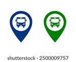 Map pointer with bus icon . bus station and location pin icon vector . bus station location pin icon ux ui destination,direction