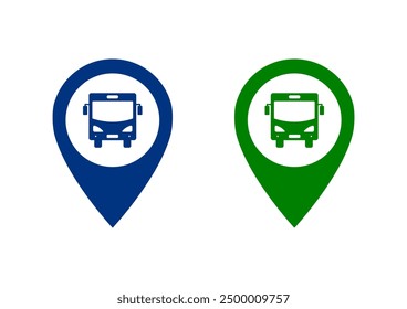 Map pointer with bus icon . bus station and location pin icon vector . bus station location pin icon ux ui destination,direction