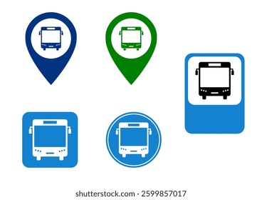 Map pointer with bus icon . bus station and location pin icon vector . bus station location sign pin icon ux ui destination,bus stop app
