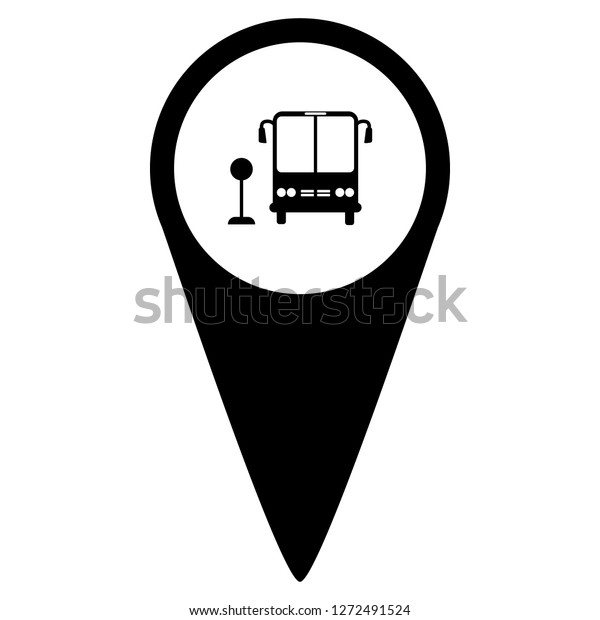 Map pointer with bus stop\
icon