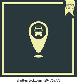 Map pointer bus stop vector icon