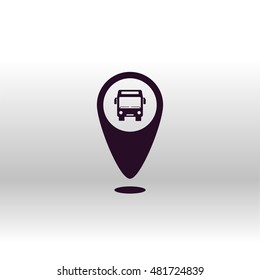Map pointer bus stop vector icon