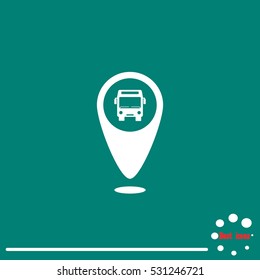 Map pointer bus stop vector icon