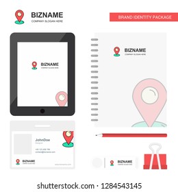 Map pointer Business Logo, Tab App, Diary PVC Employee Card and USB Brand Stationary Package Design Vector Template