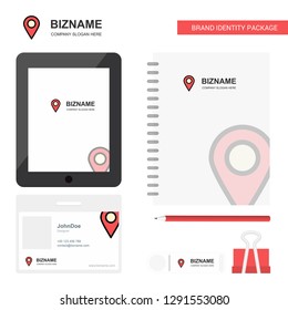 Map pointer Business Logo, Tab App, Diary PVC Employee Card and USB Brand Stationary Package Design Vector Template