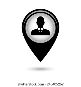 Map pointer with Business man avatar profile icon