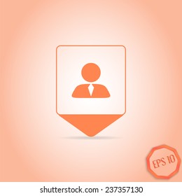 Map pointer - business person, People icon. Flat design style. Made in vector