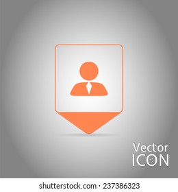 Map pointer - business person, People icon. Flat design style. Made in vector