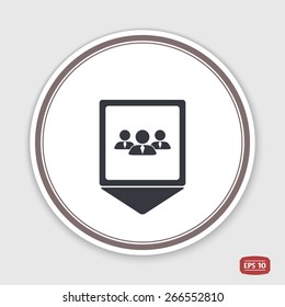 Map pointer. Business person. People icon. Emblem or label with shadow. Flat design style. Made in vector