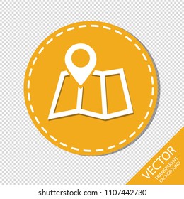 Map And Pointer Button - Vector Illustration - Isolated On Transparent Background